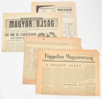 1957 Vegyes emigráns újság tétel:  Olaszországi Magyar Ujság. 1957. maggio 5., foltos, két lyukkal, 4 p.;  Bethlehemi Híradó 1957. máj. 17. XXXV. évf. 20. szám (hiányos); Független Magyarország 1957. V. 1. I. (VII.) évf. 9. szám, 6 p.; Unsere Post. Die Heimatzeitung der Ungarndeutschen 1974. feb. 17., 16 p.;