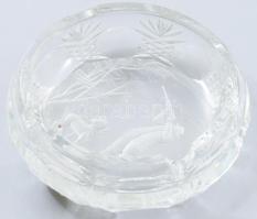 Vega Crystal magyar ólomkristály vadász mintás hamuzó, lepattanásokkal, d: 12,5 cm