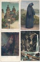 7 db RÉGI külföldi képeslap vegyes minőségben + 3 modern CM lap / 7 pre-1945 European town-view postcards in mixed quality + 3 modern CM cards