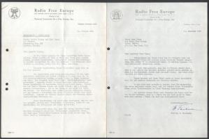 1950-1957-1997 Különféle, nagyrészt Vámos Imrének szóló Szabad Europa Rádiós dokumentumok. Közte egy...