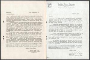 1950-1957-1997 Különféle, nagyrészt Vámos Imrének szóló Szabad Europa Rádiós dokumentumok. Közte egy...