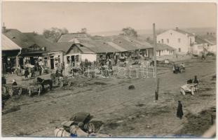 Ismeretlen település, Fő tér, üzletek / unidentified town, main square, shops. photo