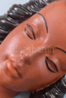 Art deco kerámia női fej. Festett, jelzés nélkül, kis kopással, 23x15 cm