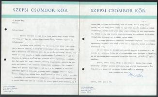 1968 London, Szepesi Csombor Kör azonosítatlan tagjainak levelei (5 db), autográf aláírásokkal, Molnár József (1918-2009) emigráns magyar író, könyvkiadó, nyomdász, folyóirat szerkesztő, az Aurora Kiadó szerkesztője részére.