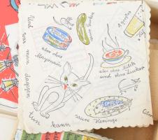 cca 1950-1970 Szalvétagyűjtemény több száz darabos, mind különböző, szép állapotban, papír dobozban