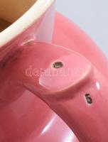 cca 1885 Zsolnay kancsó. Magastüzű ún. pink mázas, formába öntött finomfajansz, masszába nyomott Z.W...