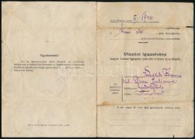 1940 Utazási igazolvány magyar katonai igazgatás alatt álló területre és területről, fényképpel