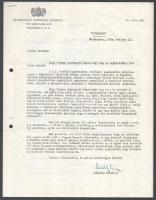 1950 Washington, Saláta Kálmán (1917-1958) korábbi kisgazdapárti politikus, Magyar Nemzeti Bizottmány (Hungarian National Council) washingtoni menekültügyi irodájának főnökének gépelt levele, autográf aláírásával, Nagy Ferenc (1903-1979) korábbi kisgazdapárti politikus, miniszterelnök, a Magyar Nemzeti Bizottmány VB tagjának nevében írott levél, az ún. D. P. törvény ún. politikai szakaszával kapcsolatban Molnár József (1918-2009) emigráns magyar író, könyvkiadó, nyomdász, folyóirat szerkesztő, az Aurora Kiadó szerkesztője részére, ajánlással kapcsolatban. Küldjön Nagy Ferenc részére, rövid, lehetőleg angol nyelvű életrajzot, hogy a fordítójuk &quot;amerikanizálhassa.&quot; Hungarian National Council fejléces papírján, 2 gépelt oldal.