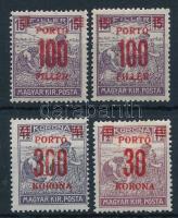 1921 Kisegítő portó 30K falcos, enyhén fölfelé tolódott felülnyomással, lemezhiba a 3-asban és a 0-ban + 100f/15f eltolódott felülnyomással + támpéldány + 300K/4,5K a felülnyomott értékszám hiányos