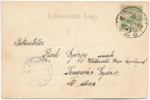 1906 Nagyvárad, Oradea; Körös parti corso és református templom. Csathó Gábor és társa kiadása / Cri...