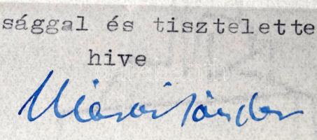 1951 Posillipo, Márai Sándor (1900-1989) író gépelt sorai, autográf aláírásával, Molnár József (1918...
