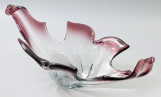 Murano asztaldísz kínáló, alján gravírozott szövegekkel, hibátlan, 45x16 cm