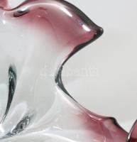 Murano asztaldísz kínáló, alján gravírozott szövegekkel, hibátlan, 45x16 cm