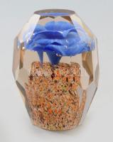 Antik cseh fazettált levélnehezék, kis pattogzással, jelzés nélkül, m: 9,5 cm