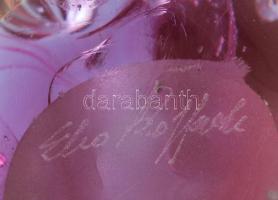 Murano levélnehezék, jelzéssel, kis kopással, m: 8,5 cm