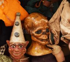 Bábuk Faragott fa fejjel, kézzel festett, 4 teljes bábú + 3 db fej