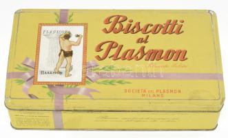 Biscotti at Plasmon retro olasz fémdoboz, kopással, 33x19 cm