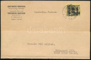 1945 (5. díjszabás) Budapest helyi levelezőlap 50P túlbérmentesítéssel