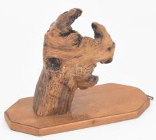 Fa szobor, fali dísz, fa alapon. 25x21 cm