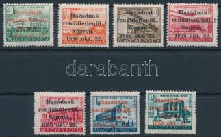 1956 Soproni felülnyomás 7 értékes sor vizsgálójelekkel (12.000) / 7 different stamps