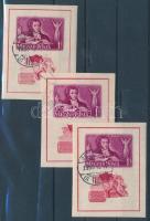 1949 3 db Puskin vágott blokk (18.000) / 3 x Mi 14 B imperforate blocks