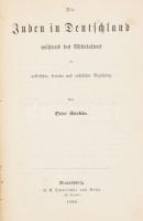 Otto Stobbe: Die Juden in Deutschland während des Mittelalters in politischer, socialer und rechtlicher Beziehung. Braunschweig, 1866, Schwetschke und Sohn, X+2+312 p. Átkötött félvászon-kötés, kopott borítóval, laza fűzéssel, kijáró szennylappal, névbélyegzéssel (Ignaz Schlesinger?)