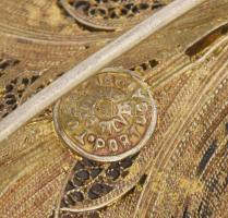 Ezüst (Ag) filigrán levél bross, jelzett, bruttó: 10g