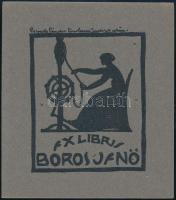 Ex libris Boros Jenő, linómetszet, papír, 11,5×10 cm