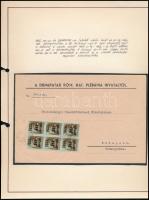 1945 (5. díjszabás) Levél Dunapatajról 10P hatostömbbel alul bérmentesítve Budapestre. A hiányzó 60P beszedését a felvevő és a címzett postahivatal egyaránt elmulasztotta.