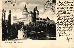 1904 Bajmócfürdő, Bojnické kúpele (Bajmóc, Bojnice); vár. Gubits B. kiadása (Privigye) / castle (ázott sarok / wet corner)