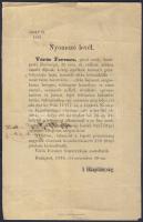 1876 Nyomozó levél Vörös Ferenc kézre kerítésére lopás vádjával