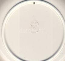 Háború előtti színes népi motívumos kézi festéses fali dísztányér kerámiából, Bp Gránit jelzéssel há...