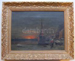 H.A. 1905 jelzéssel: Halászfalu naplementében (apró sérülések) olaj-vászon keretben 43x35 cm