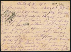1874 2kr díjjegyes levelezőlap "1SZ. M. K. MOZGÓ POSTAHIVATAL" luxus bélyegzéssel, látvány...