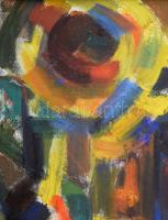 Tóth Imre (1929-2004): Napraforgó dinnyével. Olaj, farost, jelzett. Fakeretben. 70×50 cm /