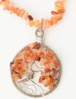 Karneol nyaklánc, életfa medálos nyaklánc és fülbevaló pár