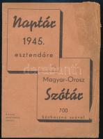 1945 Naptár és magyar-orosz szótár, Bezúr Hirdetőiroda kiadása, Bp., Légrády-ny., sérült, 16 p.