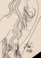 Szász Endre (1926-2003): Mai fiatal, 1983. Tus, hártyapapír, jelzett, paszpartuban, hátoldalán Képcs...