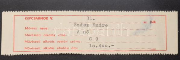 Szász Endre (1926-2003): A nő, 1982. Tus, hártyapapír, jelzett, paszpartuban, hátoldalán Képcsarnok ...