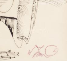 Szász Endre (1926-2003): Napfényes, 1982-83 körül. Tus, hártyapapír, jelzett, paszpartuban, hátoldal...