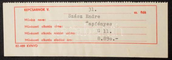 Szász Endre (1926-2003): Napfényes, 1982-83 körül. Tus, hártyapapír, jelzett, paszpartuban, hátoldal...