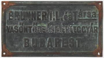 Brünner I.L. és Társa Vasőntőde és Mérleggyár Budapest réz tábla, 5,5x10 cm