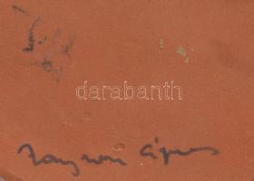 1985 Zajzon Ágnes: Szoptató anya. Kerámia plakett, kopással, d: 12 cm