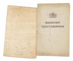 1945 Bp., 2 db magyar-orosz kétnyelvű igazolvány