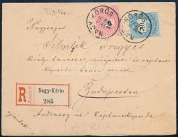 1896 Ajánlott levél 5kr és 10kr bérmentesítéssel &quot;NAGY-KŐRÖS&quot; - Budapest