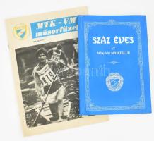 MTK sportklubbal kapcsolatos 2 darab kiadvány: Száz éves az MTK-VM Sportklub, MTK-VM műsorfüzet. 1980-1988, papírkötés.