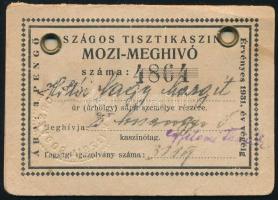 1932 Országos Tisztikaszinó mozimeghívó, fényképes igazolvány