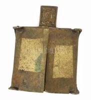 Úti ikon - triptichon. cca 19. sz. közepe, orosz, ezüstözött bronz, középső táblán a Vlagyimiri Iste...