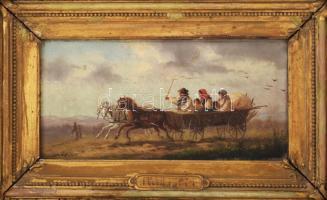 Joseph Wolfram, működött a XIX sz. második felében Bécsben: Lovasszekér. Olaj, fatábla, jelezve balr...