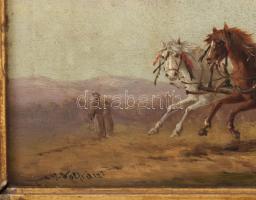 Joseph Wolfram, működött a XIX sz. második felében Bécsben: Lovasszekér. Olaj, fatábla, jelezve balr...